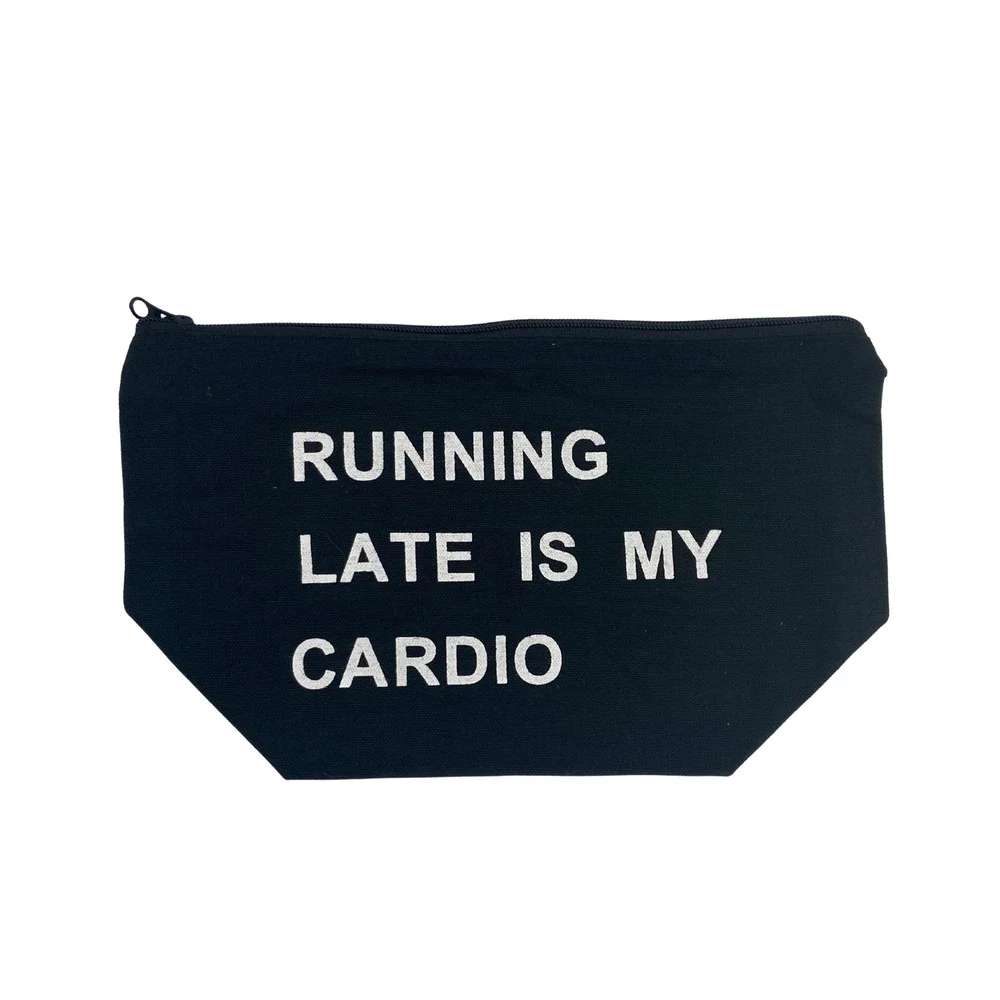 Running Late Is My Cardio Makeup Bag Set w Travel Bottles NEW